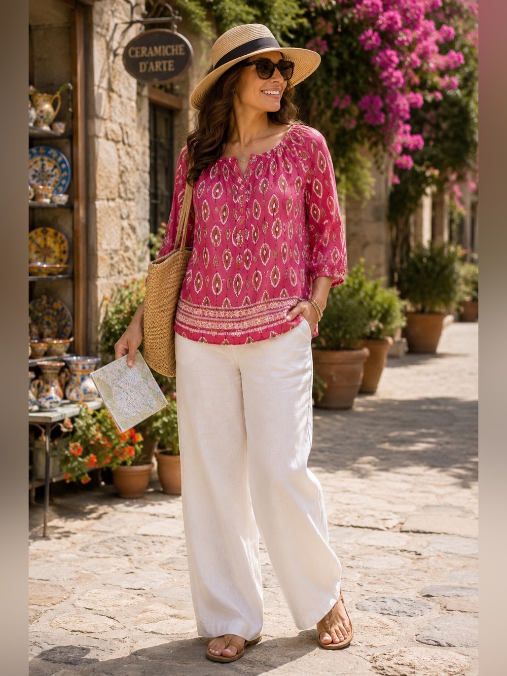 Cynthia Rowley • Women’s Pink Cotton paisley Blouse • Size Medium